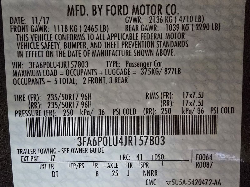 Passenger Right Fender Fits 17-20 FUSION 619719