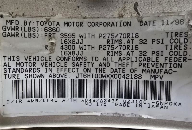LX470     1999 Roof Motor 610142