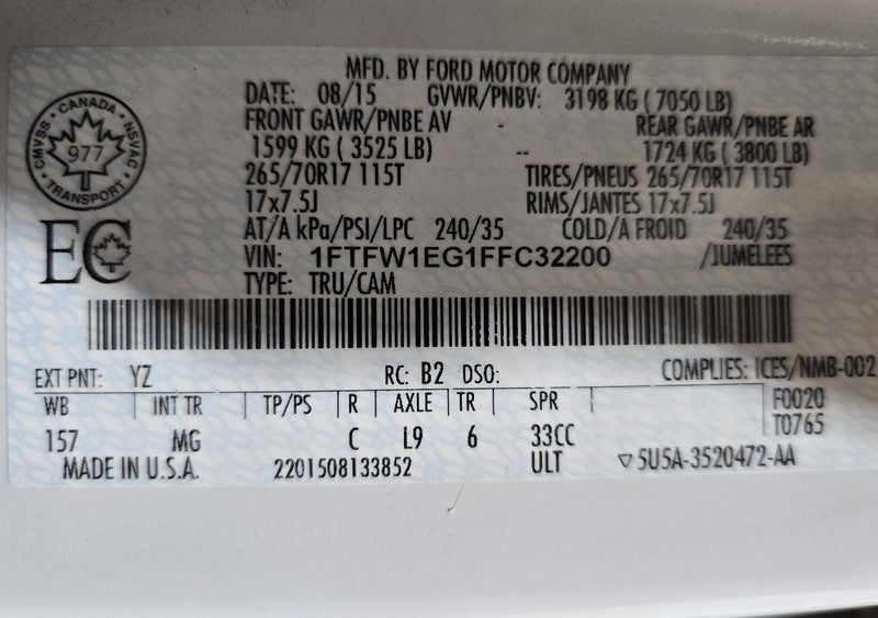 Passenger Door Handle Exterior Door Rear Fits 15-20 FORD F150 PICKUP 6