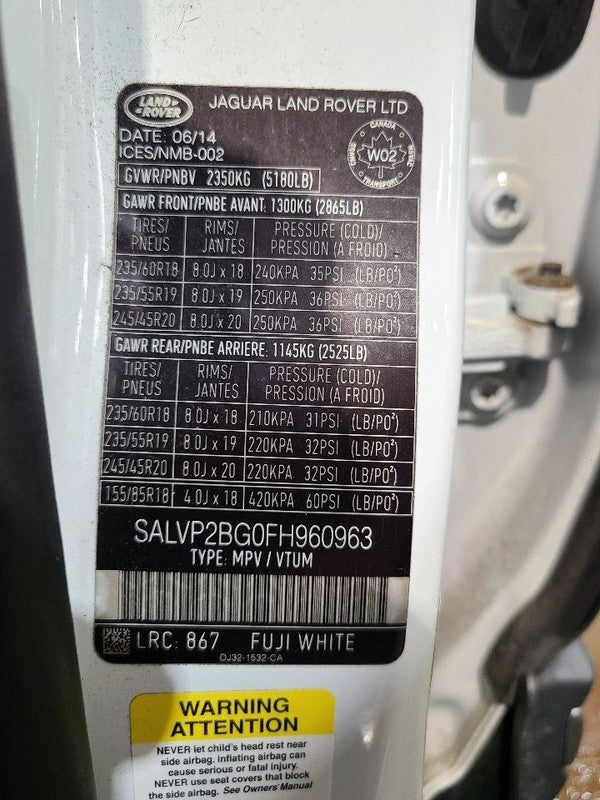 Chassis ECM Fuel Pump Left Hand Trunk ID 7H429D372AA Fits 13 LR2 66142