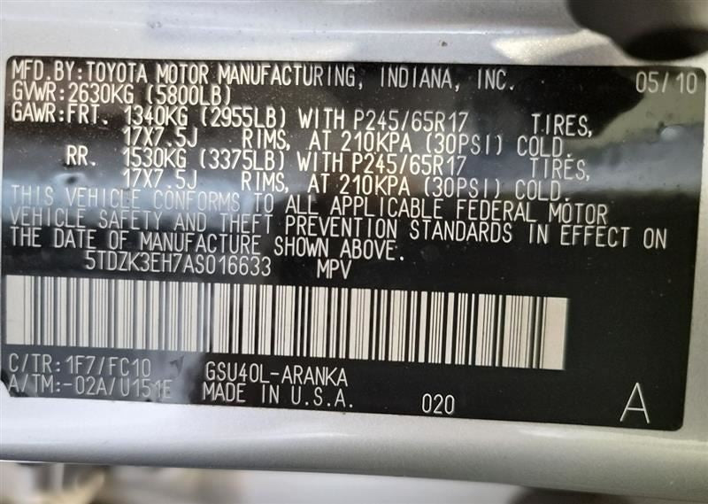 Temperature Control Front VIN K 5th Digit Fits 08-10 HIGHLANDER 551752