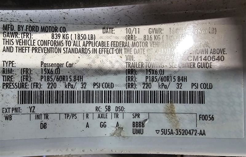 Passenger Air Bag Front Passenger Dash Fits 11-19 FIESTA 573559