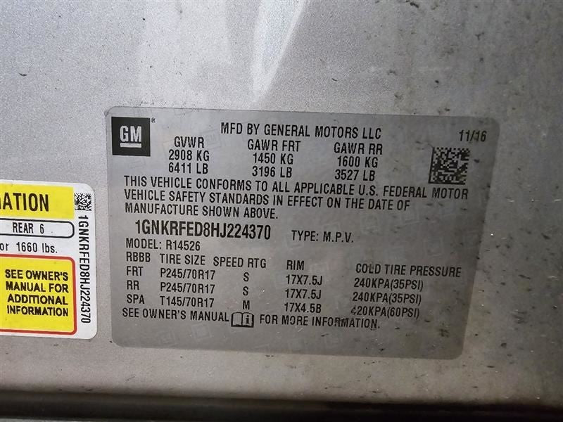 Driver Left Tail Light Quarter Panel Mounted Fits 13-17 TRAVERSE 58907