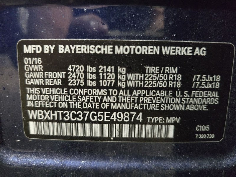 Seat Belt Front Passenger Retractor Fits 16-22 BMW X1 632509