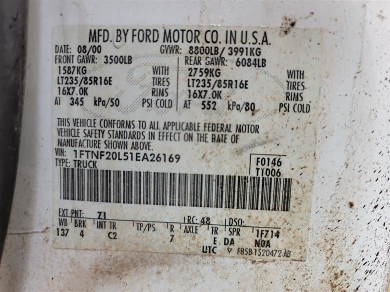 Steering Column Floor Shift Without Tilt Fits 01 FORD F250SD PICKUP 54