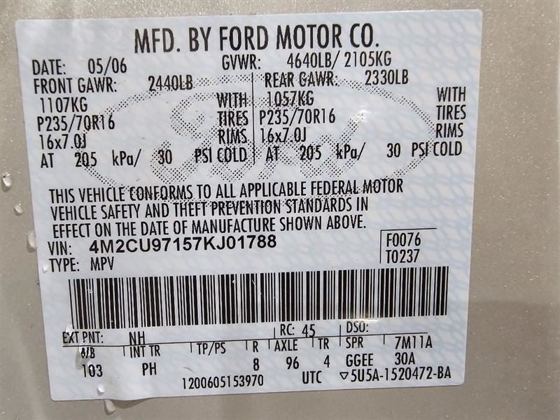 Air Bag VIN 1 8th Digit Passenger Dash Fits 05-07 ESCAPE 588386