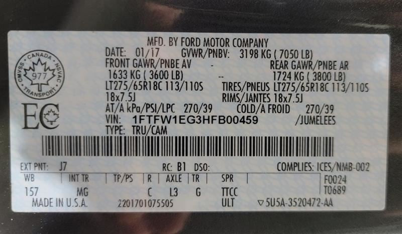 Speedometer Cluster KPH ID HL3T-10849-BZE Fits 17 FORD F150 PICKUP 569