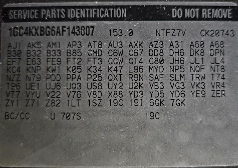 Driver Tail Light Pickup With Box DRW Fits 10-11 SIERRA 3500 PICKUP 60