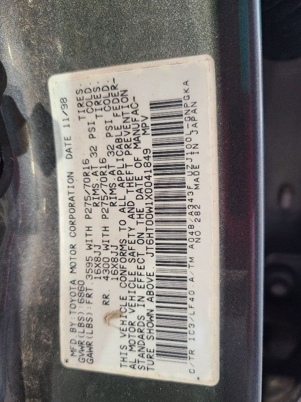 Passenger Front Door Without 9 Speaker Option Fits 98-06 LEXUS LX470 6