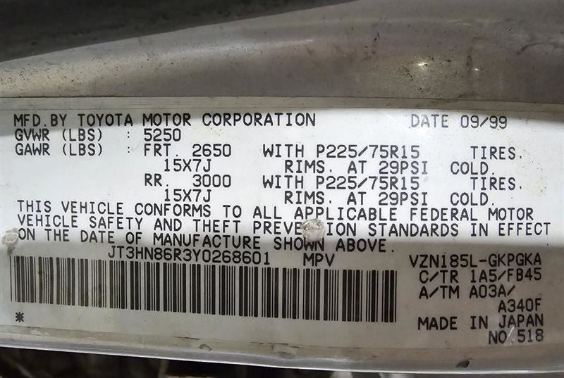4 RUNNER  2000 Chassis ECM 588335