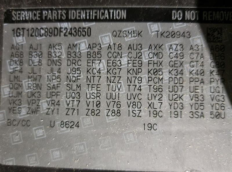 REAR SIERRA250 2013 Center Retractor Seat Belt Rear 570616