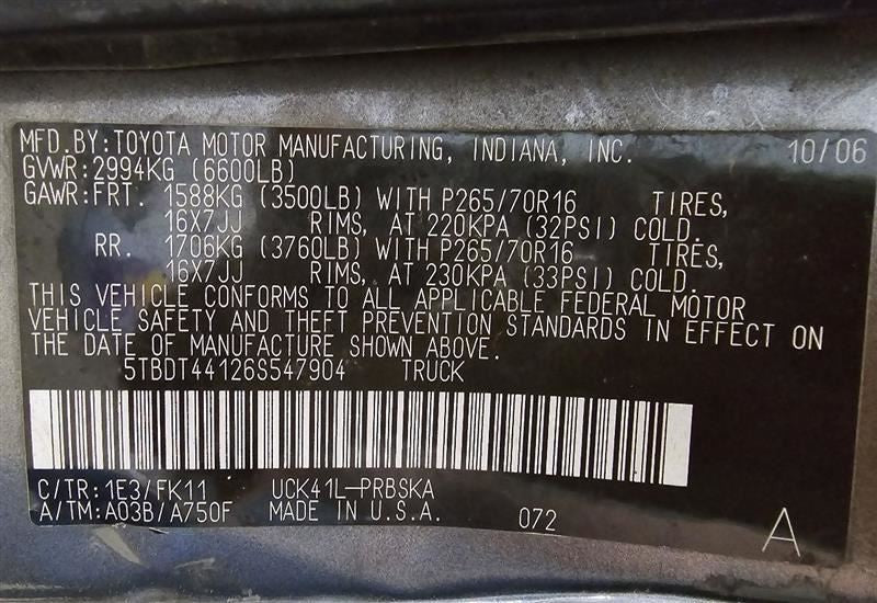 TUNDRA    2006 Owners Manual 598115