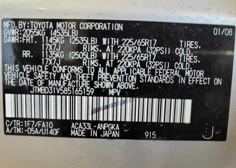 RAV 4     2008 Owners Manual 552927