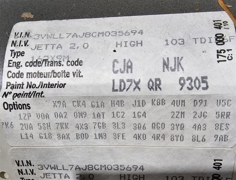 Driver Tail Light Sedan Base Incandescent Lamps Fits 11-14 JETTA 59869