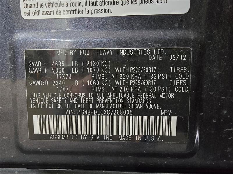 Engine 3.6L VIN D 6th Digit DOHC Fits 12-14 LEGACY 603946