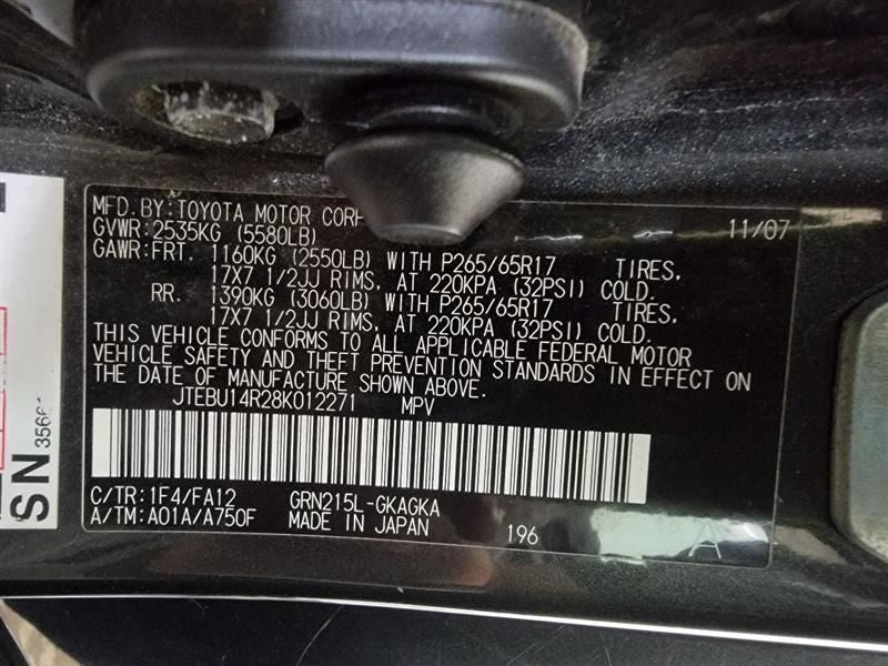 Driver Rear Side Door Electric Windows Fits 06-09 4 RUNNER 527768