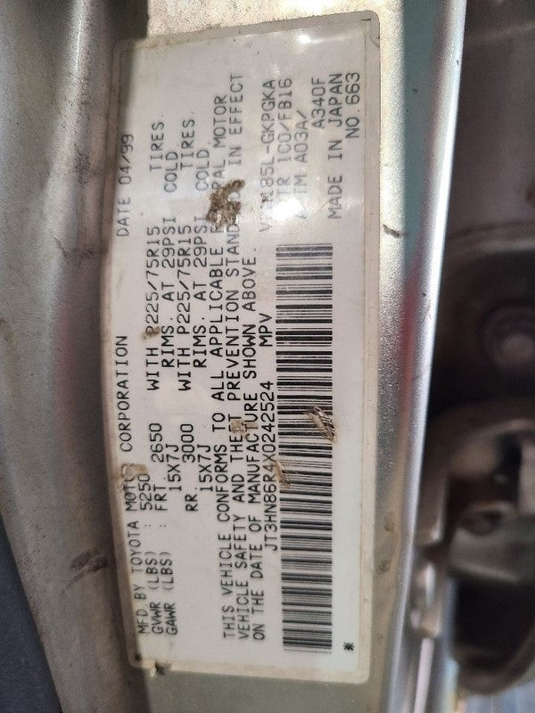 Driver Left Sun Visor Without Illumination Fits 99-00 4 RUNNER 672865