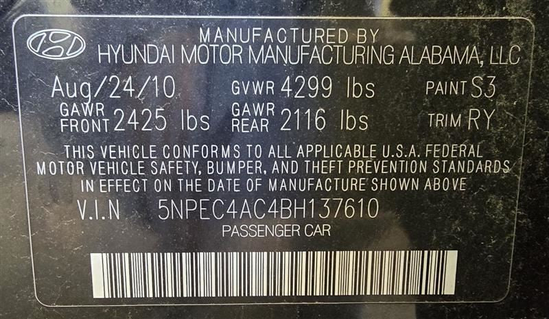 Passenger Air Bag Front VIN B 8th Digit Passenger Fits 11-14 SONATA 58