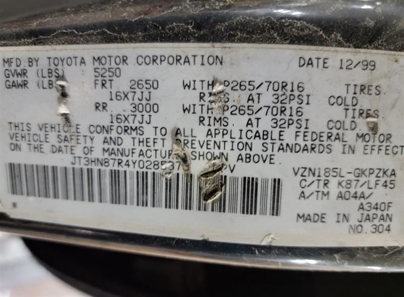 Seat Belt Front Bucket Driver Buckle Limited Fits 00-02 4 RUNNER 56992