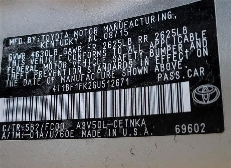 Camera/Projector Camera Rear Decklid Mounted Fits 15-17 CAMRY 558792