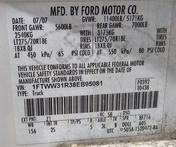 Seat Belt Front Bench Seat 1 Piece Fits 08-10 FORD F250SD PICKUP 59270