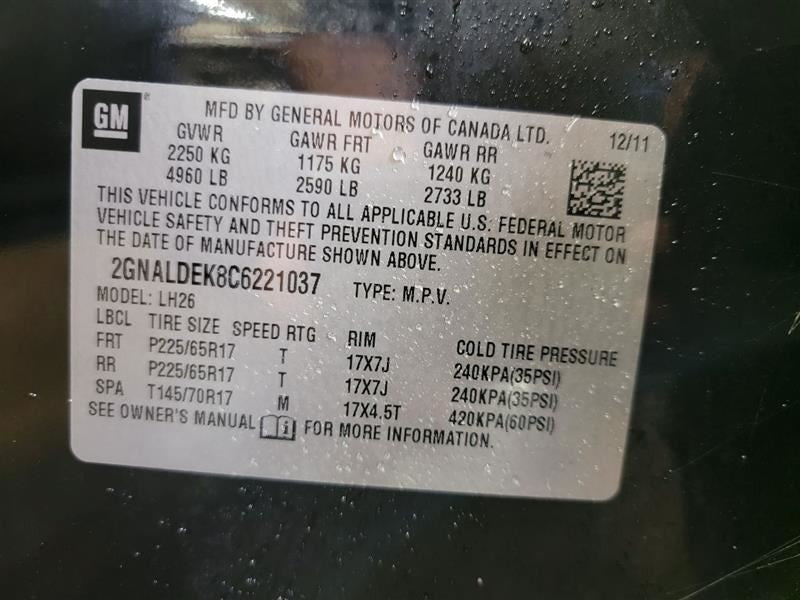 Speedometer US Market Without Lane Departure Warning Fits 12 EQUINOX 5