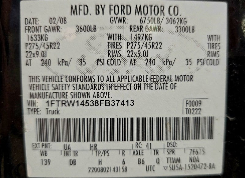Seat Belt Front Bench 40/20/40 Passenger Fits 04-08 FORD F150 PICKUP 6