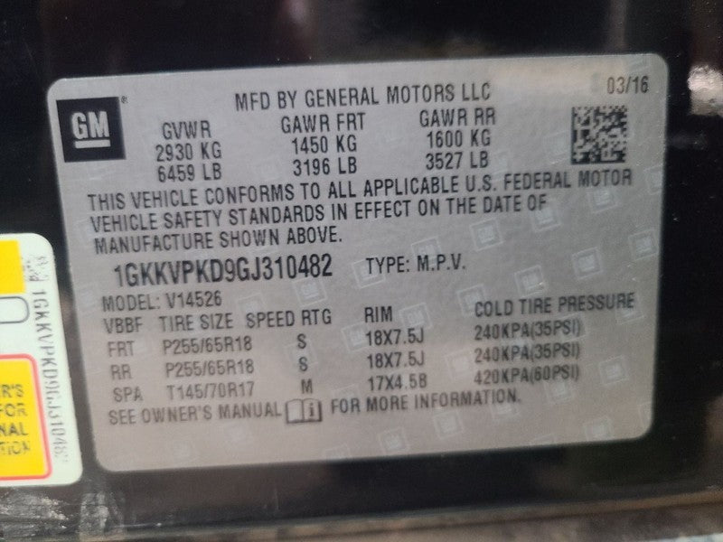 Driver Front Door VIN J 11th Digit Limited Fits 10-17 ACADIA 652695