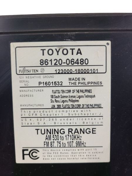 Audio Equipment Radio Receiver Am-fm-cd Fits 10-11 CAMRY 566121