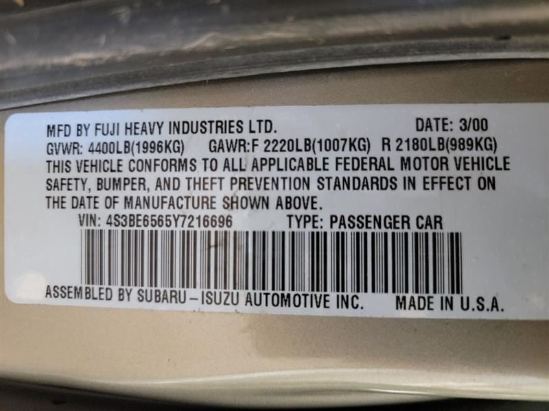 Chassis ECM Transmission Under Center Dash From 9/99 GT Fits 00 LEGACY