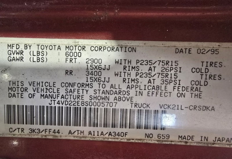 Driver Left Quarter Glass Xtra Cab Fits 95-98 T100 617897