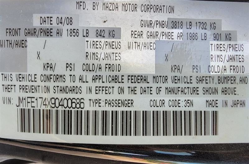 Driver Left Sun Visor Illuminated Fits 09-11 MAZDA RX8 512711