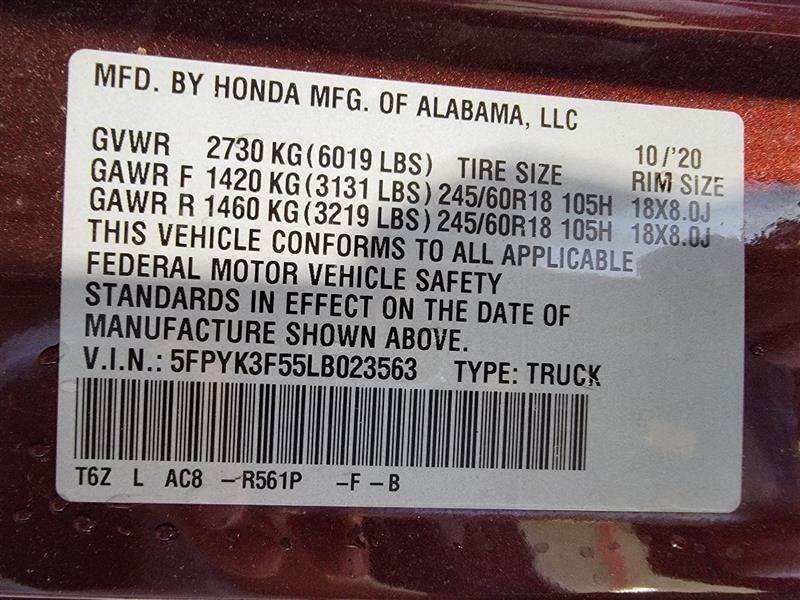 RIDGELINE 2020 Seat Heater Control Module Chassis ECM 559721