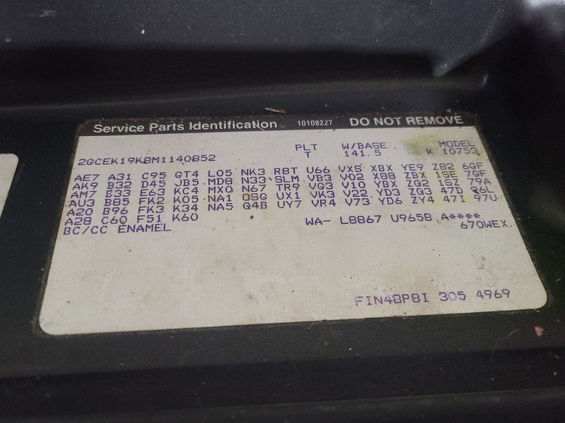 Rear Seat Bench Extended Cab Fits 1991 CHEVY PICKUP 1500 651592