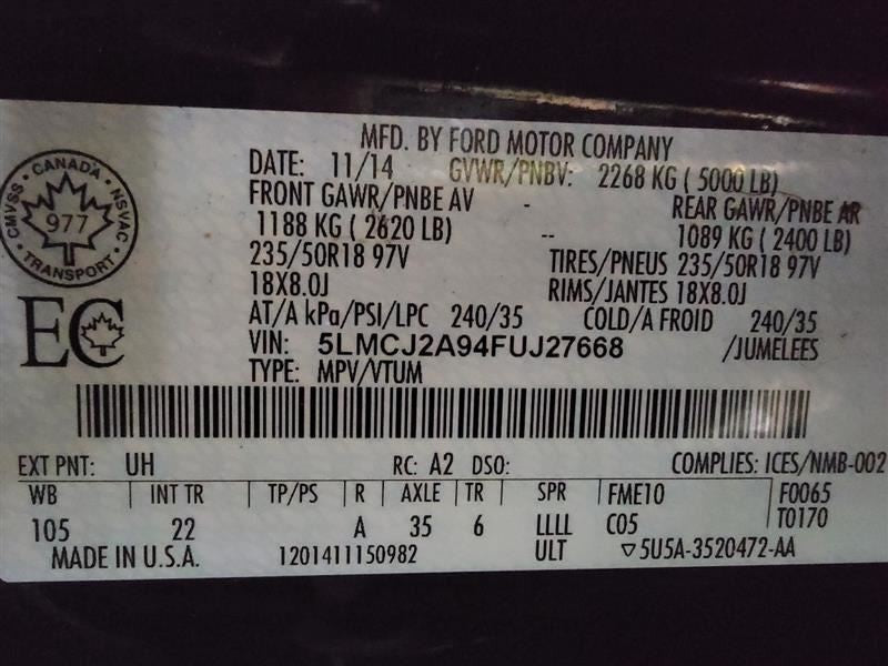 Passenger Right Air Bag Passenger Dash Fits 15-19 MKC 475977