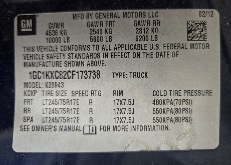 Passenger Rear Side Door Crew Cab Fits 07-14 SIERRA 2500 PICKUP 644085