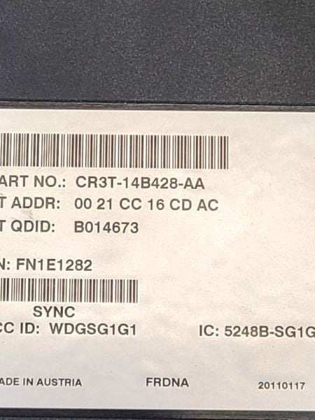 Chassis ECM Communication ID CR3T-14D212-AA Fits 12 FORD E150 VAN 5823