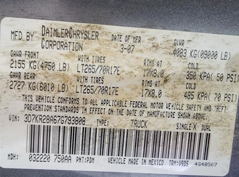 RAM2500   2007 Owners Manual 416177