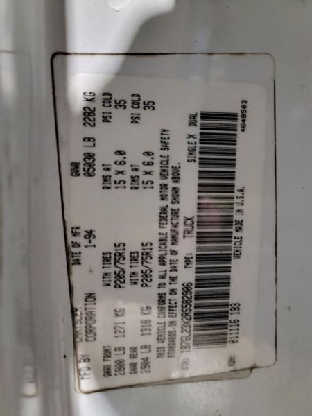 FRONT DAKOTA    1994 Passenger Side Retractor Seat Belt Front 565810