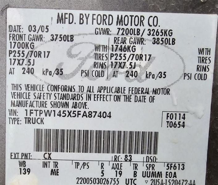 Air Bag Driver Steering Wheel Fits 04-08 FORD F150 PICKUP 574690