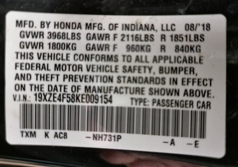 Passenger Right Air Bag Passenger Dash Fits 19 INSIGHT 541627