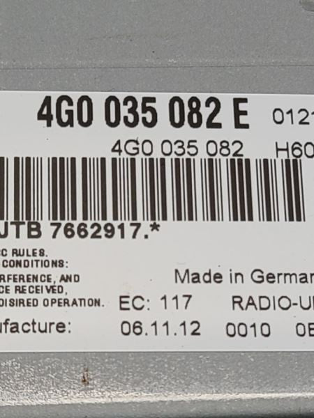 Audio Equipmnt Radio Receiver Trunk Mounted Fits 10-17 AUDI A5 599882 