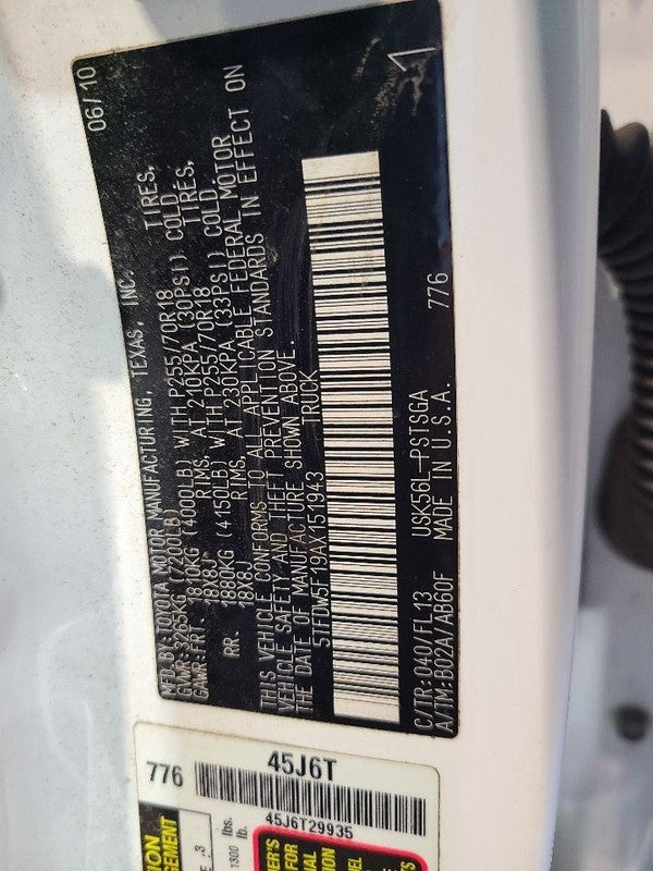 Driver Front Seat  Cloth Manual Fits 10-13 TUNDRA 672612