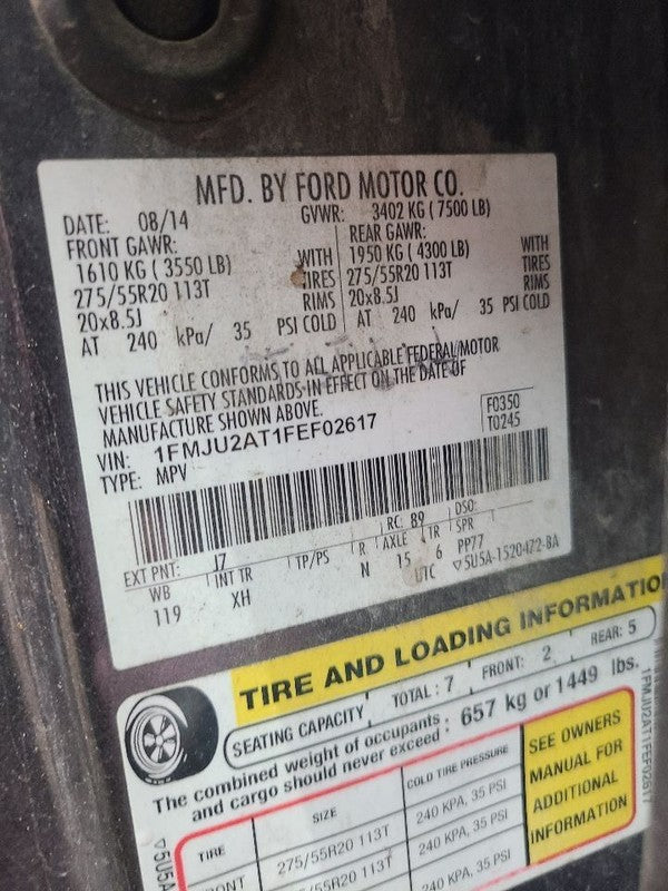 Rear Drive Shaft 4WD 119" Wb Fits 15-17 EXPEDITION 658787