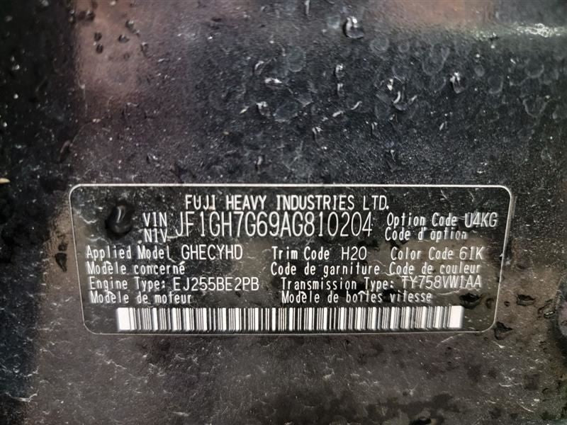 REAR IMPREZA   2010 Passenger Side Retractor Seat Belt Rear 550013