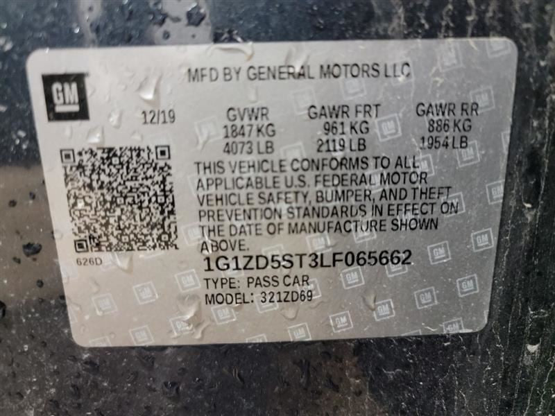 Passenger Right Air Bag Passenger Upper Dash Fits 16-20 MALIBU 572649