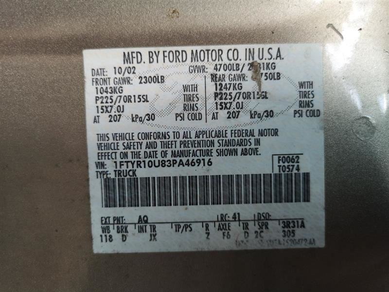 Fuel Pump Assembly Regular Cab 7' Box 118" Wb Fits 01-03 RANGER 260824