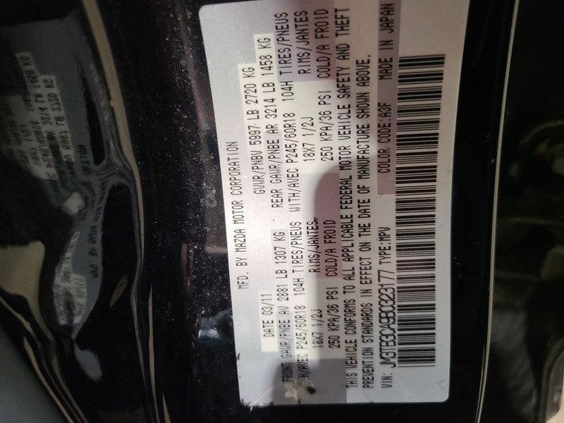 Driver Tail Light Quarter Panel Mounted Fits 10-12 MAZDA CX-9 660684