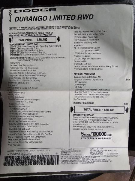 Driver Left Air Bag Driver Wheel Fits 14-15 DURANGO 575621