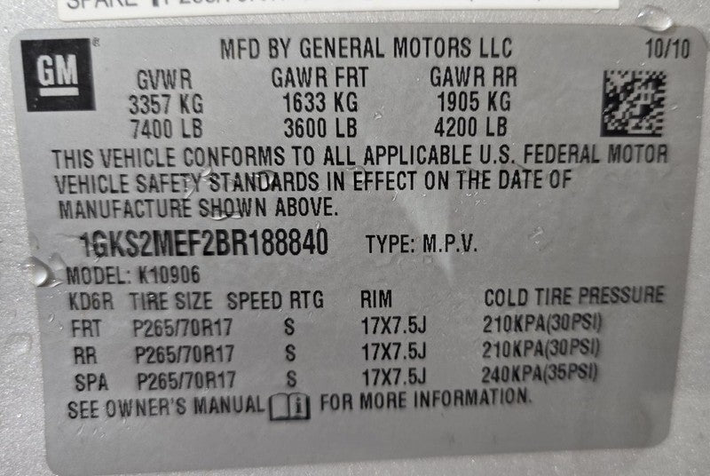 Seat Belt Front Bucket Driver Retractor Fits 11-14 ESCALADE 631919